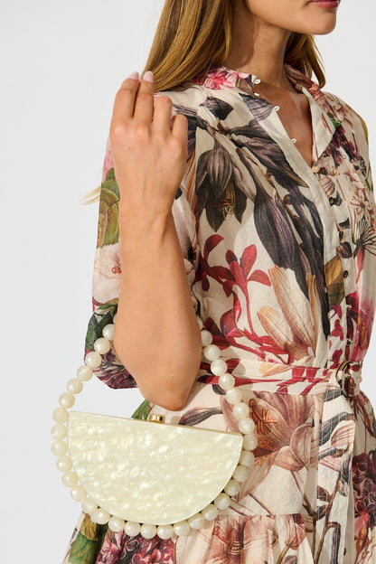 Delilah Beaded Clutch Bag in Pearlescent Acrylic