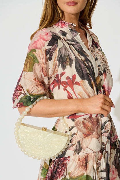 Delilah Beaded Clutch Bag in Pearlescent Acrylic