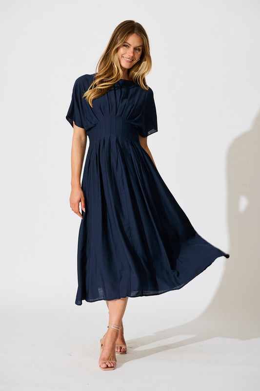 PRE ORDER Elegance Echo Maxi Dress in Navy