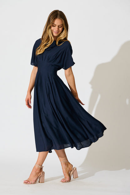 PRE ORDER Elegance Echo Maxi Dress in Navy