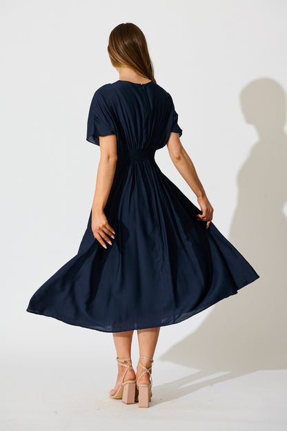 PRE ORDER Elegance Echo Maxi Dress in Navy