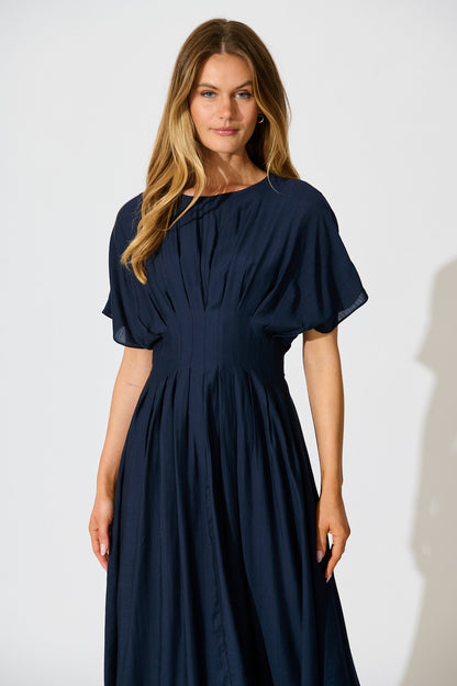 PRE ORDER Elegance Echo Maxi Dress in Navy