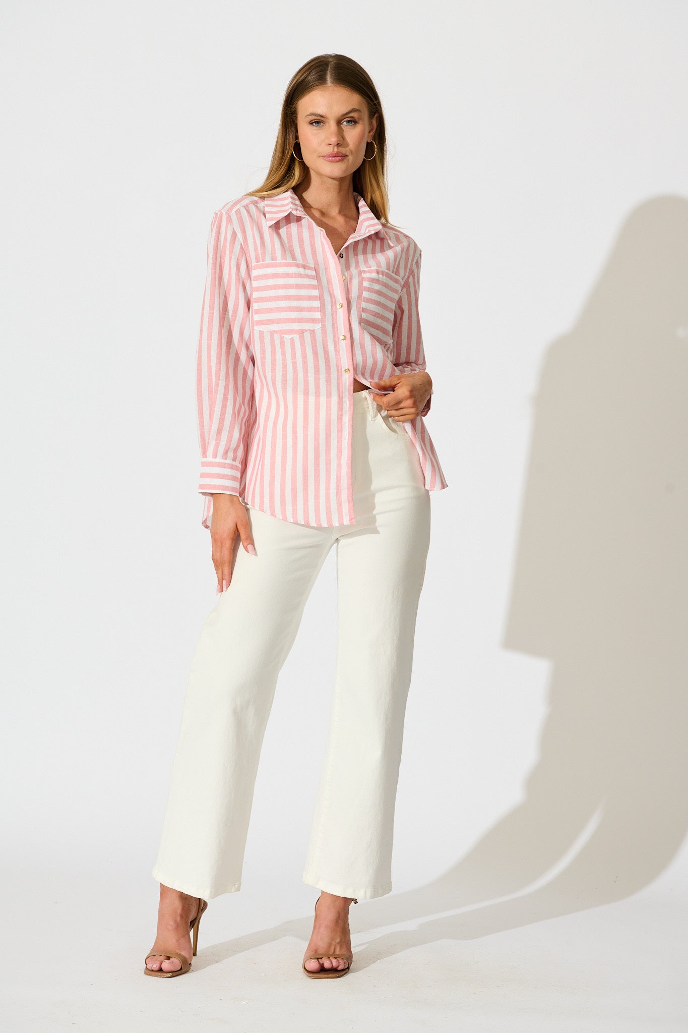 Miro Shirt in Pink Stripe Cotton Blend