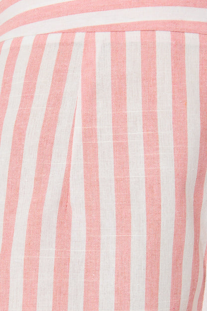 Leila Short in Pink Stripe Cotton Blend