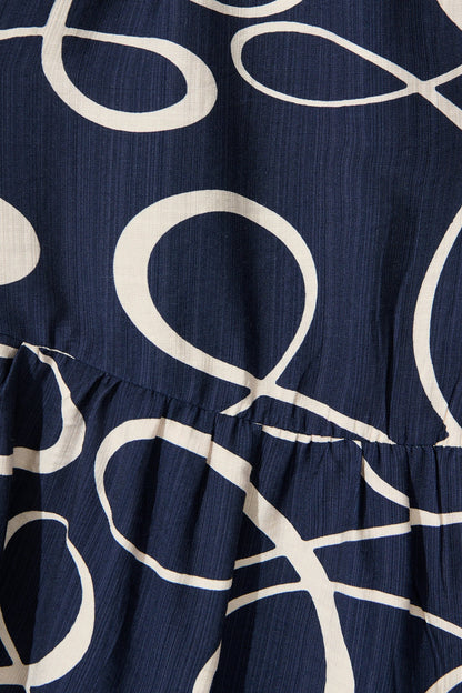 Lorena Shirt Dress in Navy Geometric Print