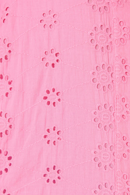 Krizza Top In Pink Embroidered Cotton