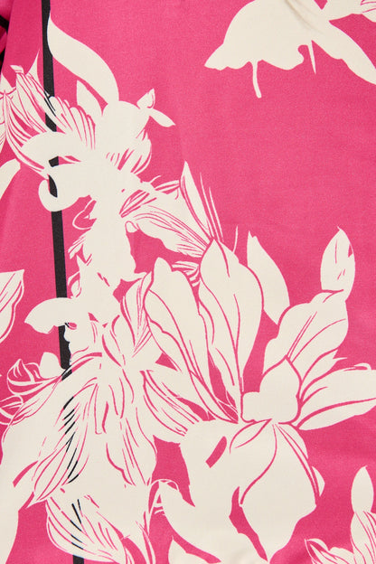 Fione Shirt Dress in Magenta Floral Satin