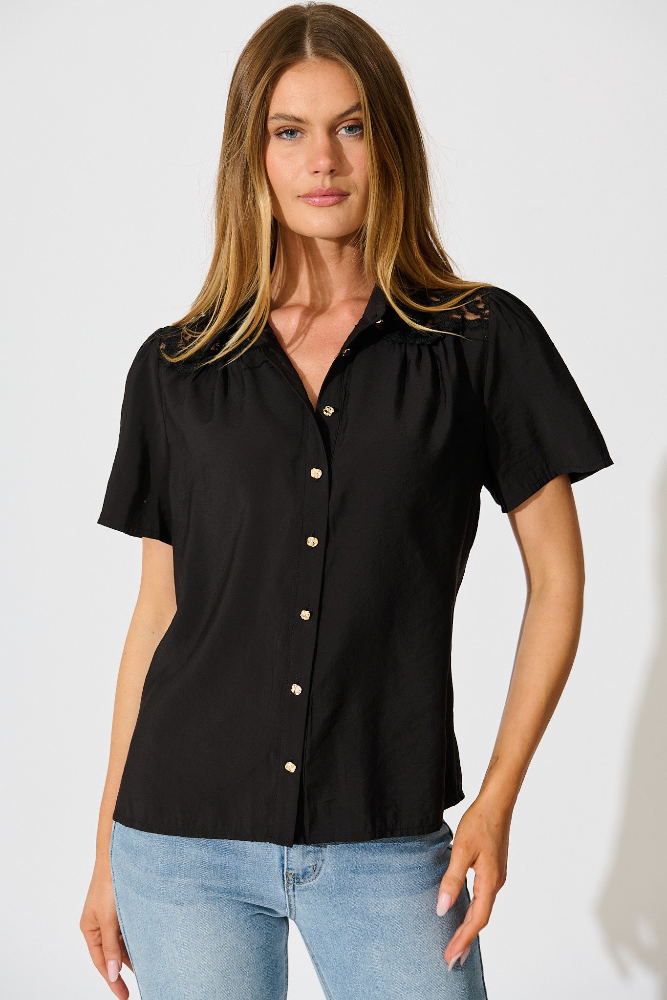 Simplicity in Lace Shirt in Black