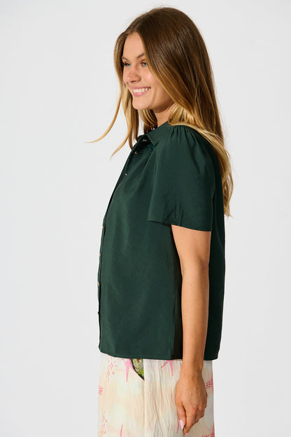 Simplicity in Lace Shirt in Emerald