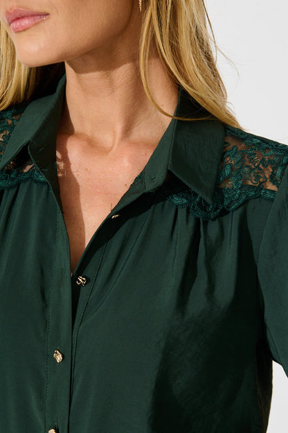 Simplicity in Lace Shirt in Emerald