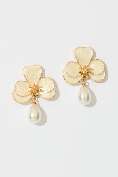 Osteria Orchid Drop Earrings in Gold with Pearlescent