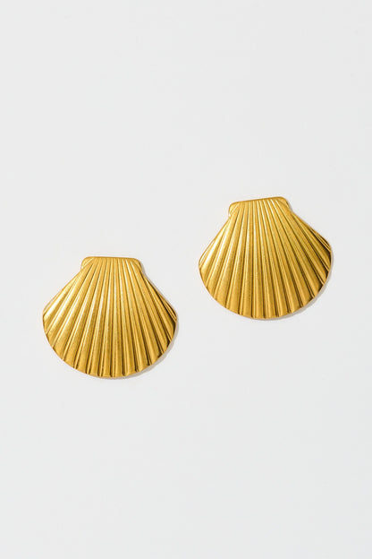 Mykonos Shell Stud Earrings in 18K Gold Plated