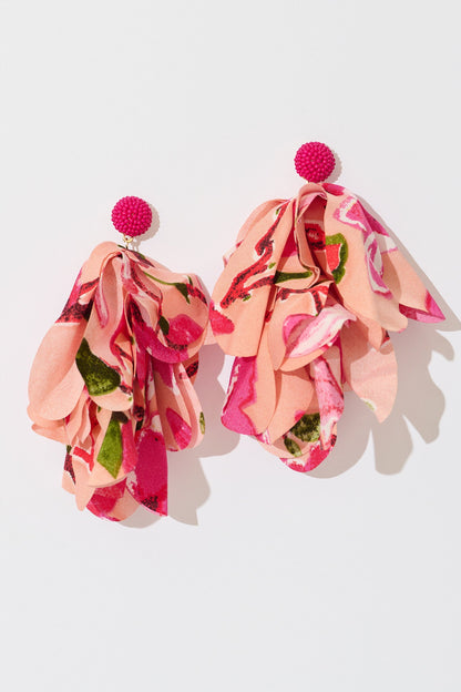 Giselle Drop Earrings in Blush with Pink Floral