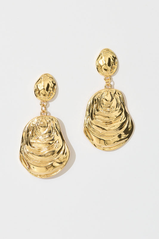 Sienna Drop Earrings in 18K Textured Gold Plated