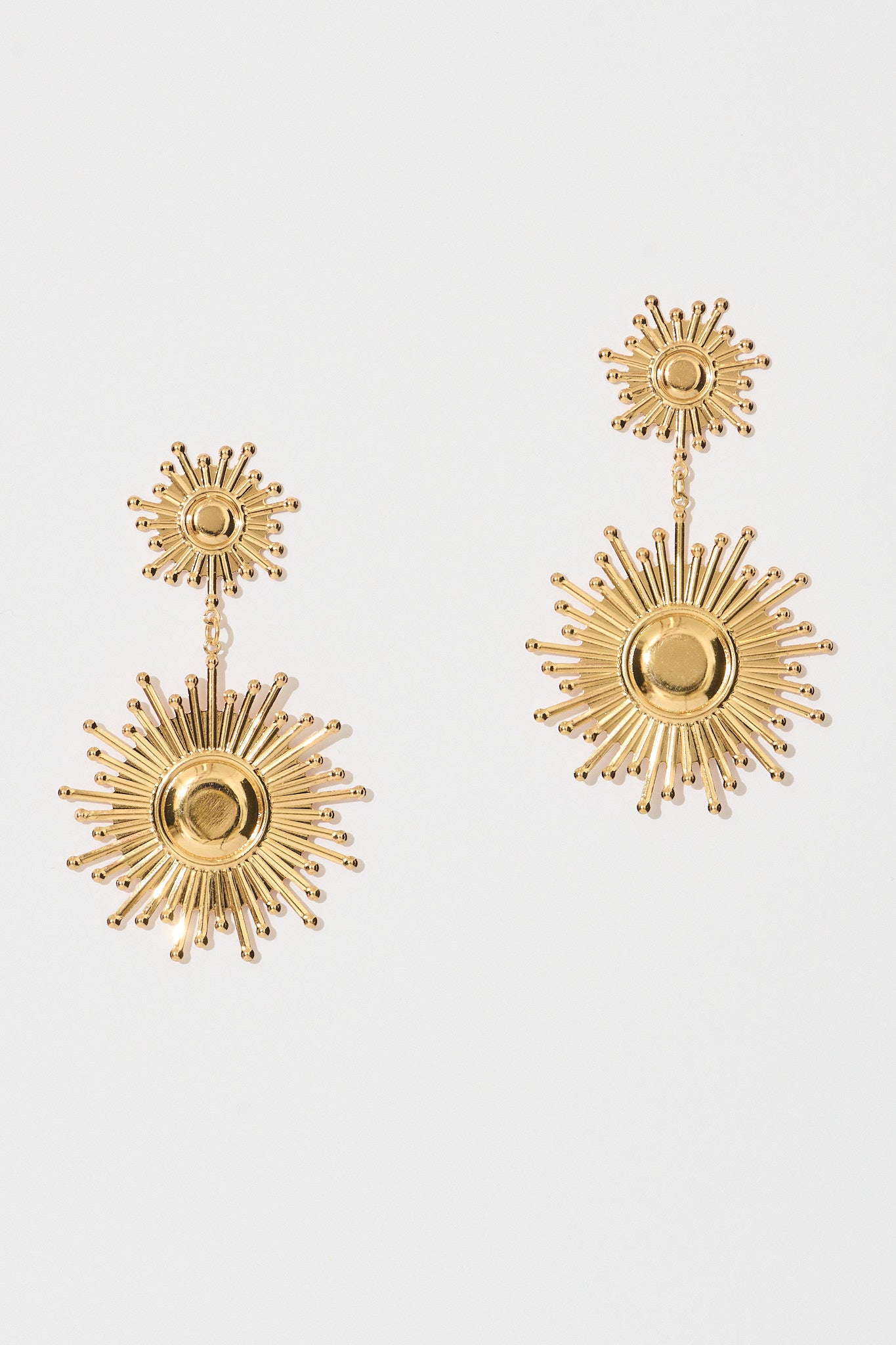 Solene Drop Earrings in Gold Sunburst