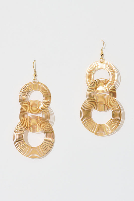 Nadine Drop Earrings in Gold Ripple Stack