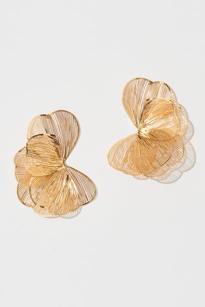 Flora Petal Stud Earrings in Gold