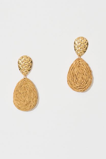 Sara Drop Earrings in Natural Rattan