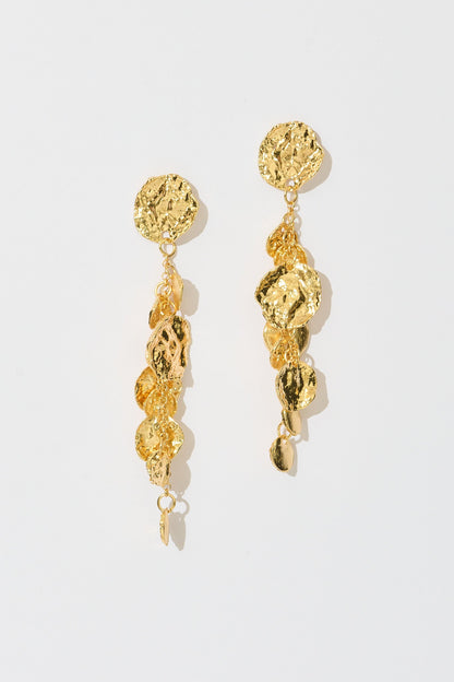 Ariana Drop Earrings in Gold Textured