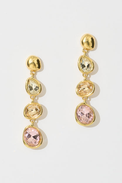 Dena Drop Earrings in Gold with Multi Stones