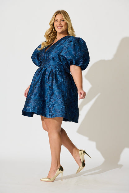 Paris Dreamer Dress in Navy Jacquard