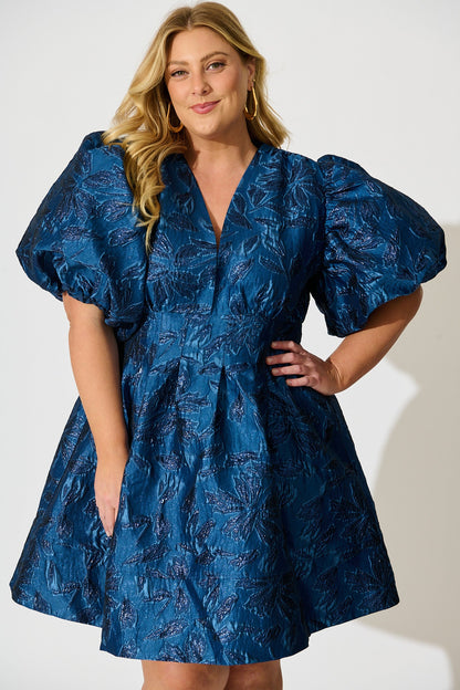 Paris Dreamer Dress in Navy Jacquard