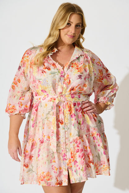Blush Botanica Dress in White with Multi Blush Floral