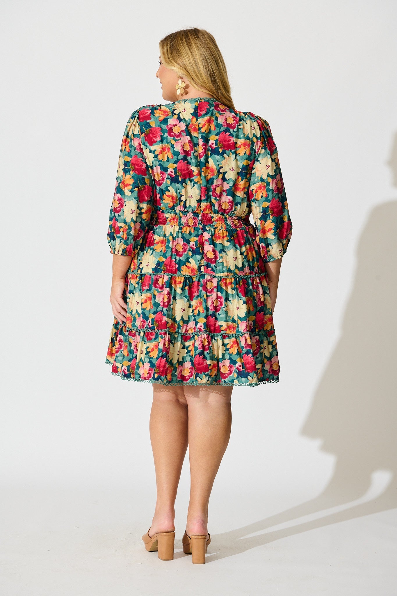 Camelia Dress in Jade Floral Print