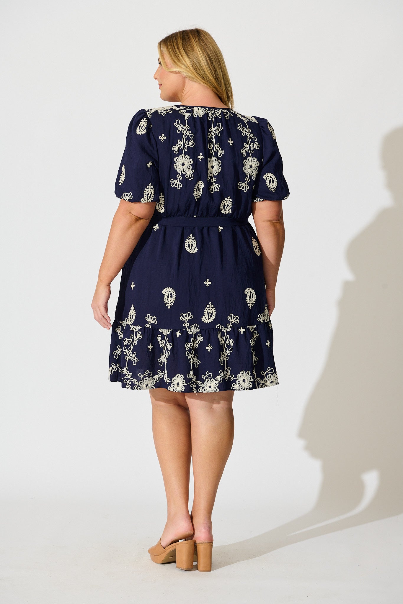 Tainted Love Dress in Navy with Cream Embroidery