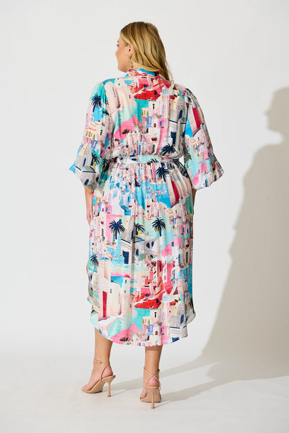 Francy Midi Shirt Dress in Multi Print
