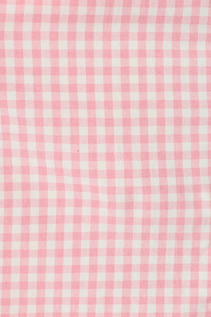 Elianna Midi Shirt Dress in Pink and White Gingham Cotton