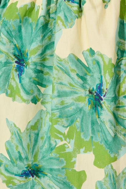 Laviana Dress in Green Floral Print Cotton