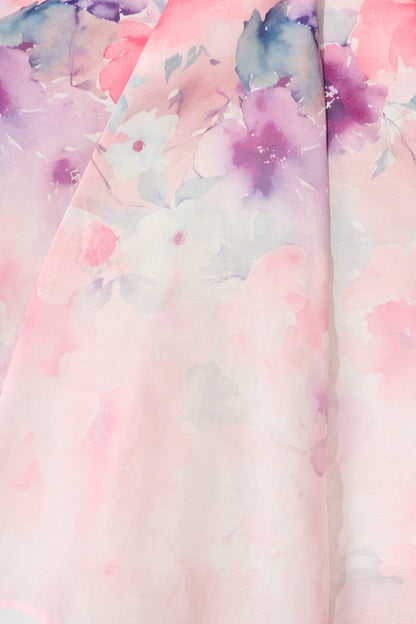 Floral Rhapsody Dress in Pink with Multi Floral Cotton Blend