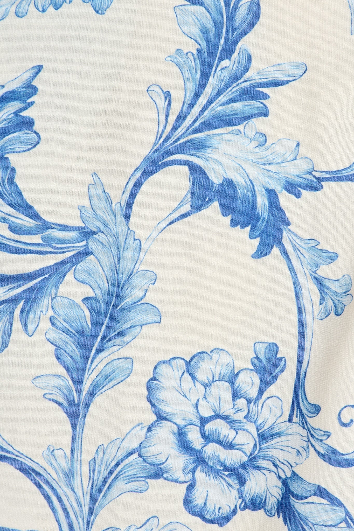 Sabina Shirt Dress in White with Blue Floral Linen Blend