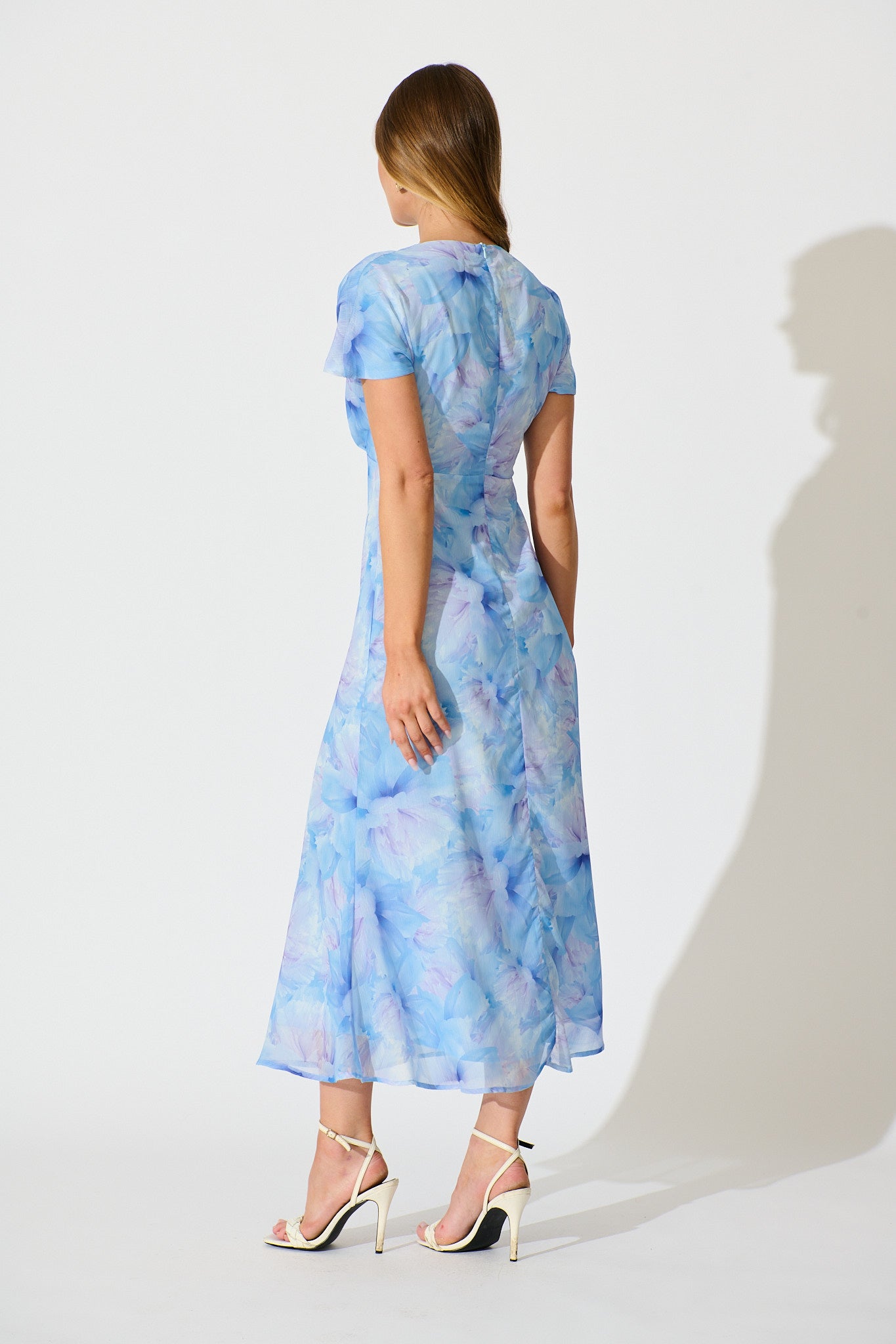 Maelis Maxi Dress in Blue Floral Chiffon