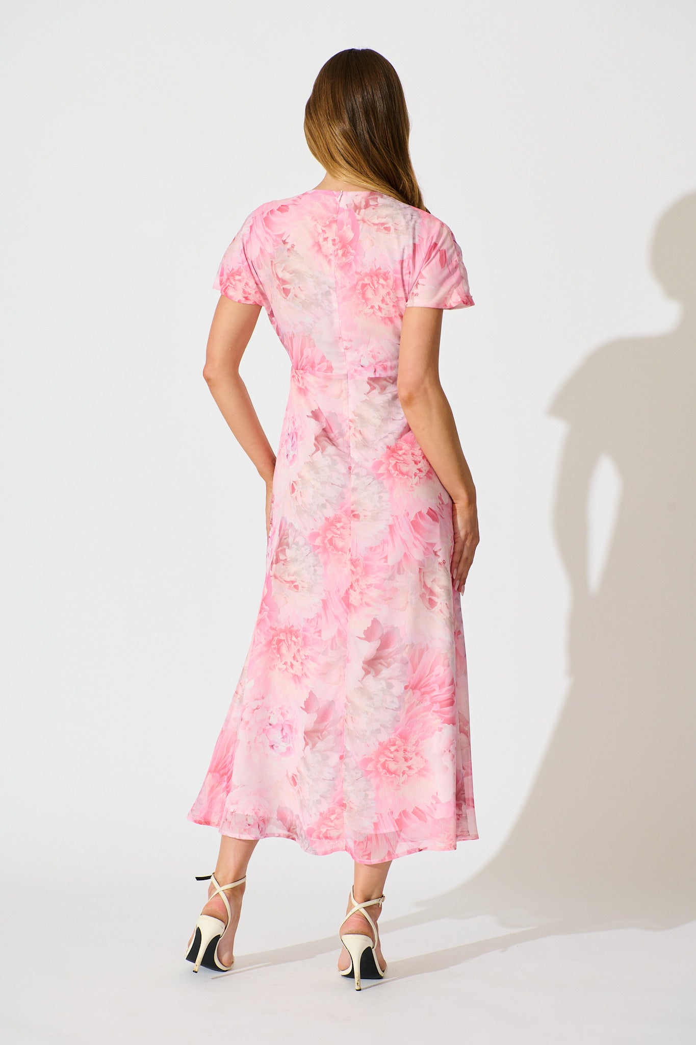 Maelis Maxi Dress in Pink Floral Chiffon