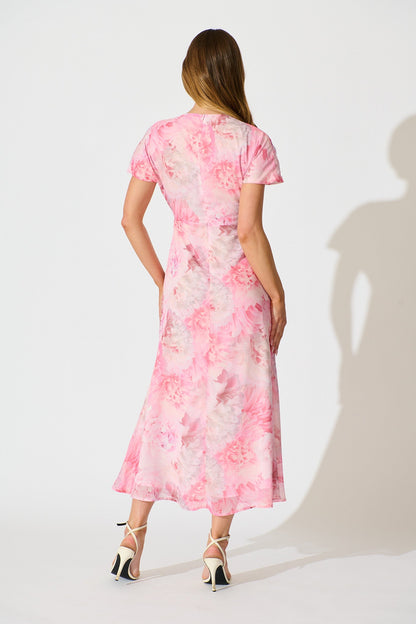 Maelis Maxi Dress in Pink Floral Chiffon