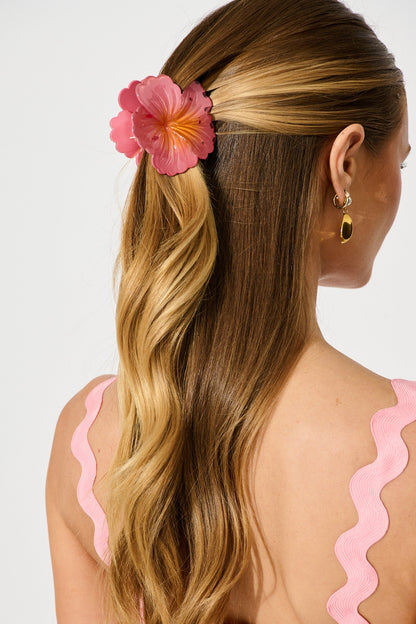 Hibiscus Hair Claw in Pink
