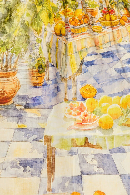 Omari Dress in Yellow Multi Mediterranean Cotton