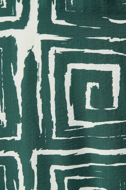 Suzanna Midi Dress in Green Geometric Print