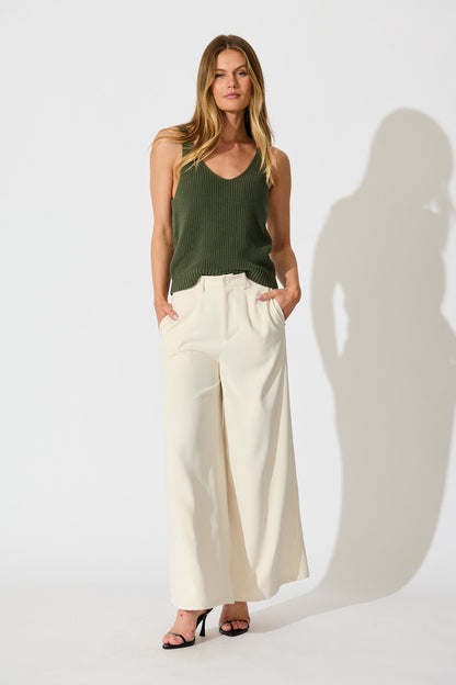 Lauretta Knit Top in Khaki Cotton