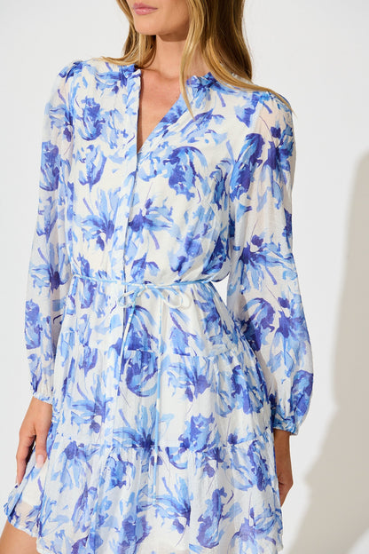 Philomena Dress in Blue Floral