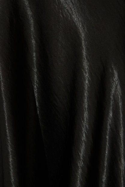 Satin Glow Off Shoulder Maxi Dress in Black Satin