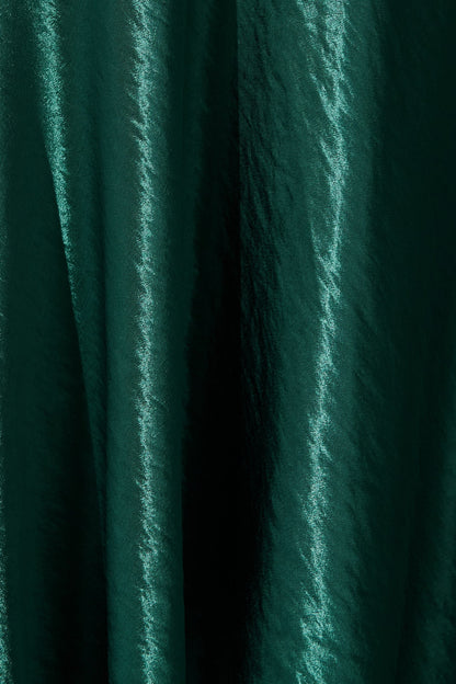 Satin Glow Off Shoulder Maxi Dress in Emerald Satin