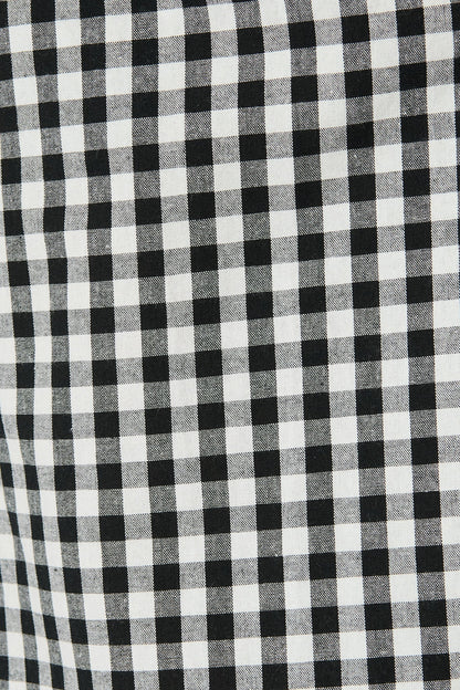 Elianna Midi Shirt Dress in Black and White Gingham Cotton