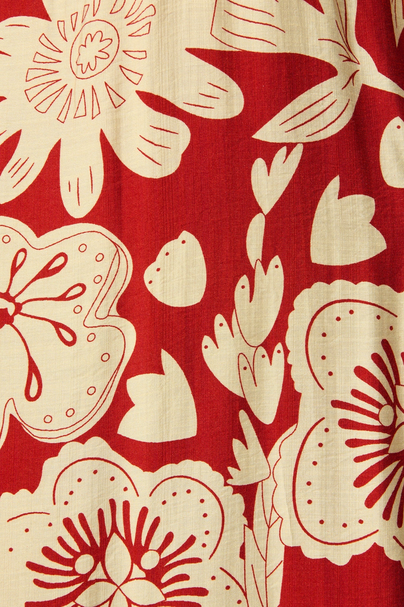 Sonnet Midi Dress in Red with Cream Floral