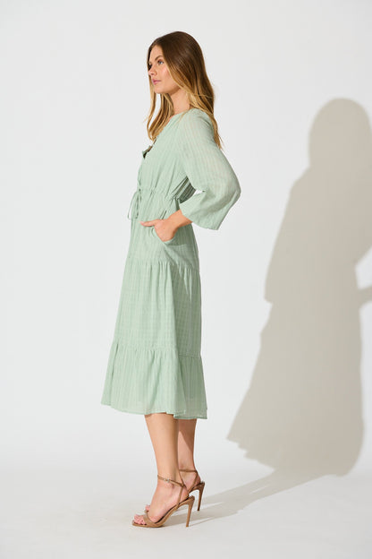 Kalami Midi Dress in Sage Cotton