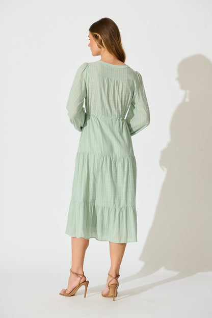 Kalami Midi Dress in Sage Cotton