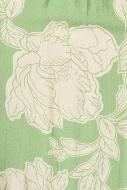 Illiana Dress in Green and Cream Floral