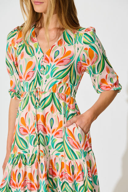 Danielle Maxi Dress in Multi Print